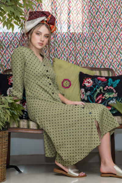 ZORA dots green dress