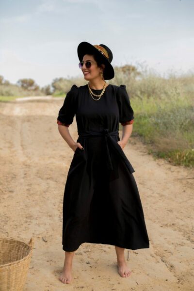 Black Satya embroidery dress