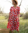 Red flower zora dress