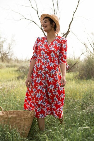Red flower zora dress