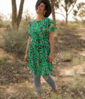 Tunic Oversize Flowers Green Black