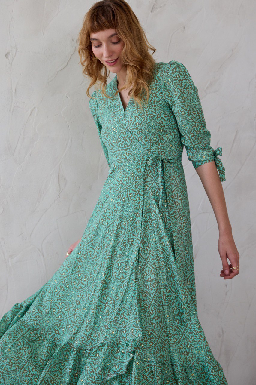 שמלת Bella Mia טורקיז מוזהב