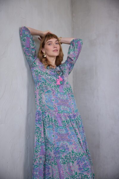 שמלת Elara ירוק ורוד